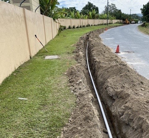 Conduit run along a Vanuatu road corridor