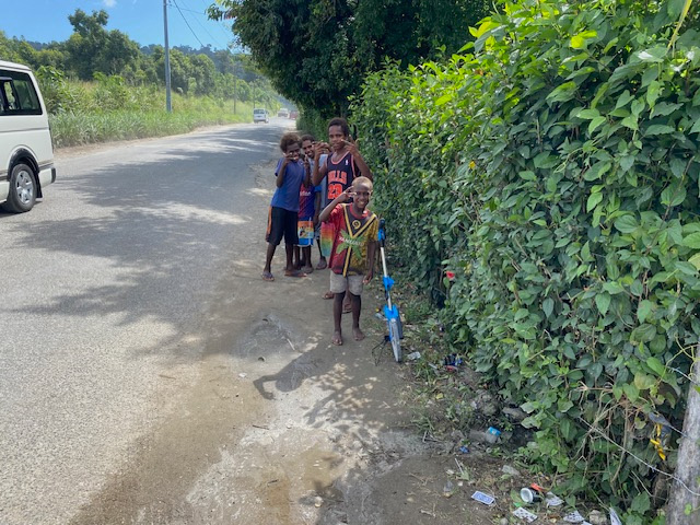 Local community alongside the Vanuatu fibre route works